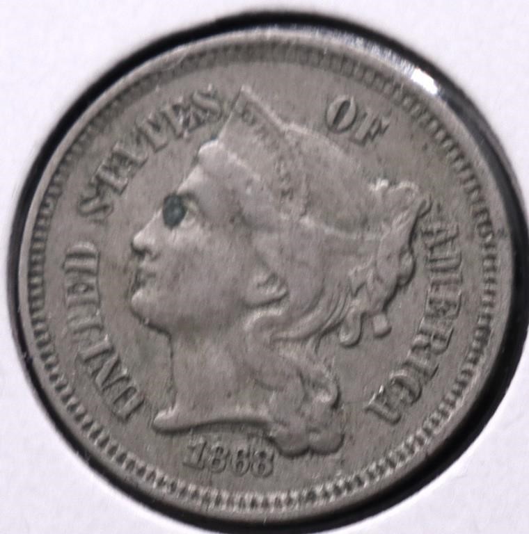 1868 3 CENT PIECE VF