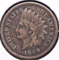 1909 INDIAN HEAD CENT XF