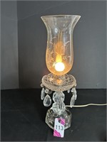 Crystal Buffert Lamp Cracked Globe 7" Dia x 16"H