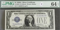 PMG MS64 EPQ 1928 SILVER CERTIFICATE