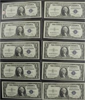 10 CH BU CONSEC. SERIAL # SILVER CERTIFICATES