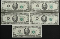 5 CONSC. SERIAL #1974 20 $ FEDERAL RESERVE NOTES C