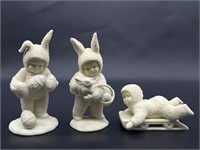 2- Dept. 56 Snowbunnies & 1- Snowbaby