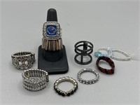 Lot of Costume Jewelry Rings, Sizes 8-9
