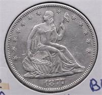 1877 S SEATED HALF DOLLAR AU DETAILS