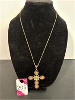 Sterling Silver Cross Necklace 15" Long