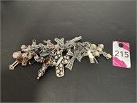 Sterling Silver Crosses Charm Bracelet - 25 Charms