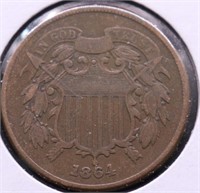 1864 TWO CENT VF