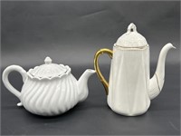 Minitature White Porcelain Teapot & Coffee Pot