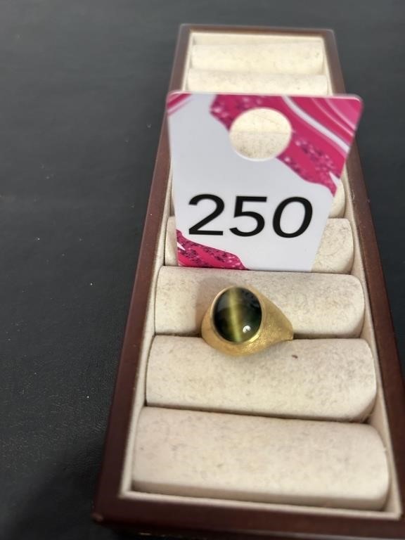 Tiger Eye Ring Marked 10Kt Gold Top