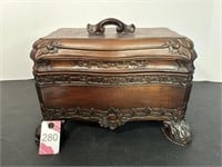 Wooden Carved Jewelry Box 12" W x 7" D x 11"H