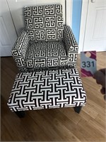 Black/White Occasional Chair With Ottoman