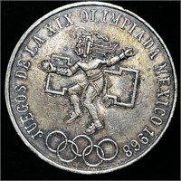 1968 25 PESOS MEXICAN 72% SILVER OLYMPICS COIN