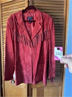 Red Suede Jacket Size 3X Denim & Co