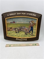 Vintage Sterling Beer Scarecrow Tractor Sign