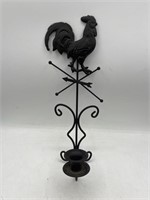 Metal rooster weathervane candleholder