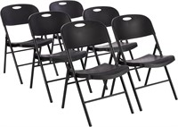 Folding Plastic Chairs Black, 6-Pack