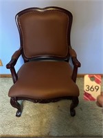 Carved Leather Arm Chair 28"W x 23"D x 39"H