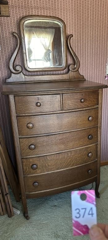 Antique Oak Dresser 6 Drawer 32"W x 20"D x 66" H