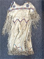 Beaded Fringed Buckskin Native American Dress