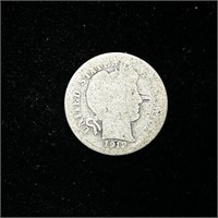 1912-D 90% SILVER USA BARBER DIME 10C COIN