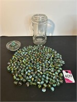 Vtg Jar With Marbles