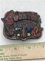 Vintage country music belt buckle enamel