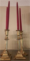 BRASS CANDLE STICK HOLDERS 2 PAIR