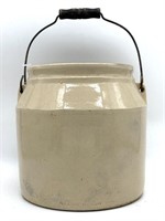 Antique Crock With Handle 9.25” 
(Chip noted)