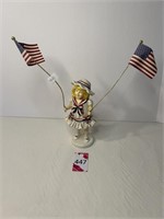 Americana Girl with Flags Statues