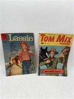 Vintage.10 cent Tom mix western comic and Lassie