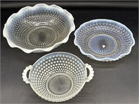 Opalescent Hobnail Glass Bowls 9.75” and Smaller