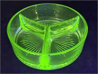 Uranium Glass Divided Bowl 5” x 1.5”