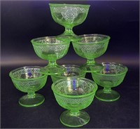 Uranium Glass Sherbet Cups 3.75” x 3” (chips