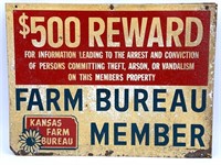 Vintage Kansas Farm Bureau Metal Sign 16” x 12”