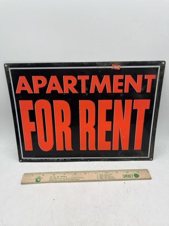 Vintage metal apartment for rent, sign,