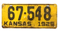 1929 Kansas License Plate