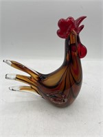 Hand Blown Art Glass Chicken Rooster Bird