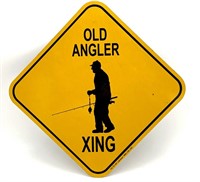 Old Angler Crossing Metal Sign 12”