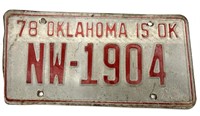 1978 Oklahoma License Plate
