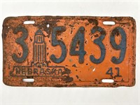 1941 Nebraska License Plate
