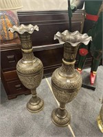 Pair of metal urns