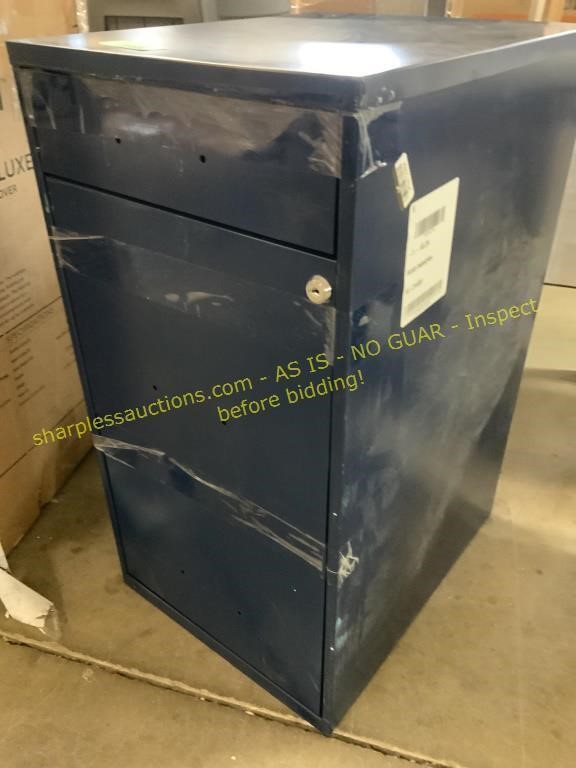 Navy blue 3 drawer file cabinet (DAMAGED)