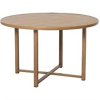OUTDOOR METAL DINING TABLE-BRUSH PAINT BROWN