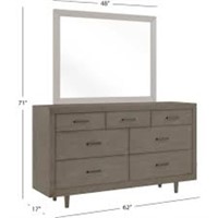 ABBYSON RETRO MID-CENTURY 7 DRAWER DRESSER-GRY