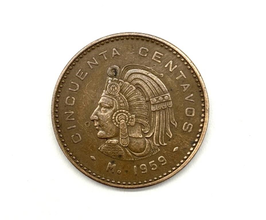 1959 Mexico Half Dollar