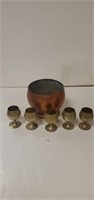 Brass Chalice And Copper Bowl Set
