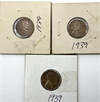 (3) 1939 Wheat Cents