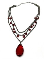 Necklace with Red Beads 18” Chain