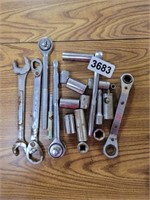 LOT OF TOOLS, WRENCHES, ETC.